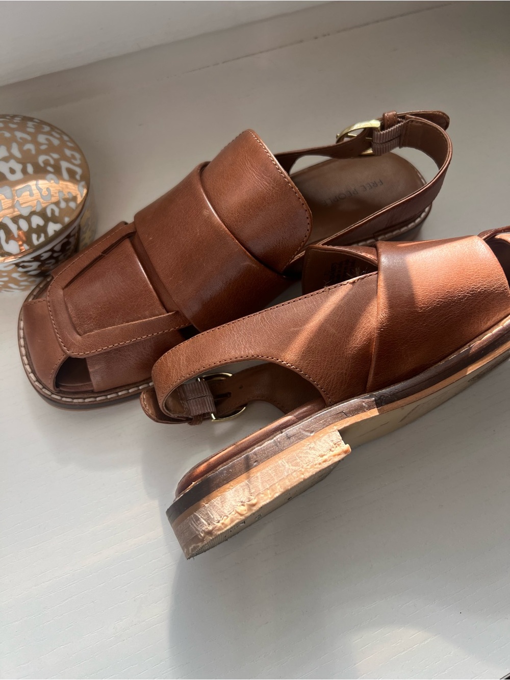 Free People “Libby” Brown Leather Slingback Sandals - Women - Picture 3 of 6